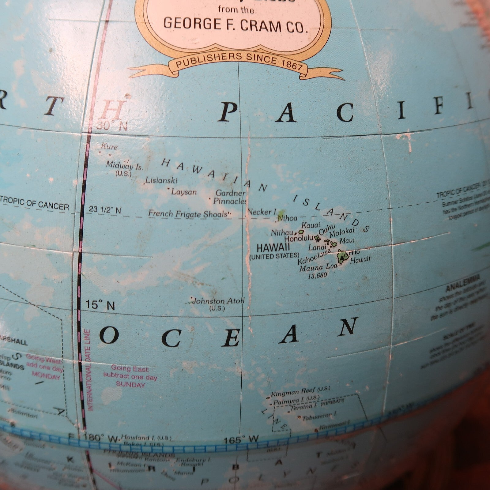 A Quality Globe The George F. Cram Company World Globe 12" Diameter