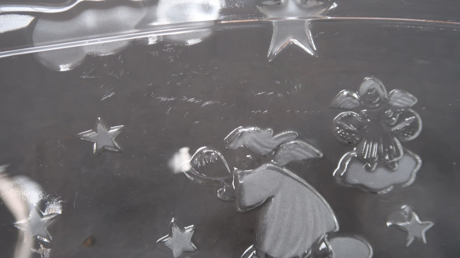 Angels preparing Christmas gifts Glass Dish Trinket 15.5" x 8.5" x H 1"