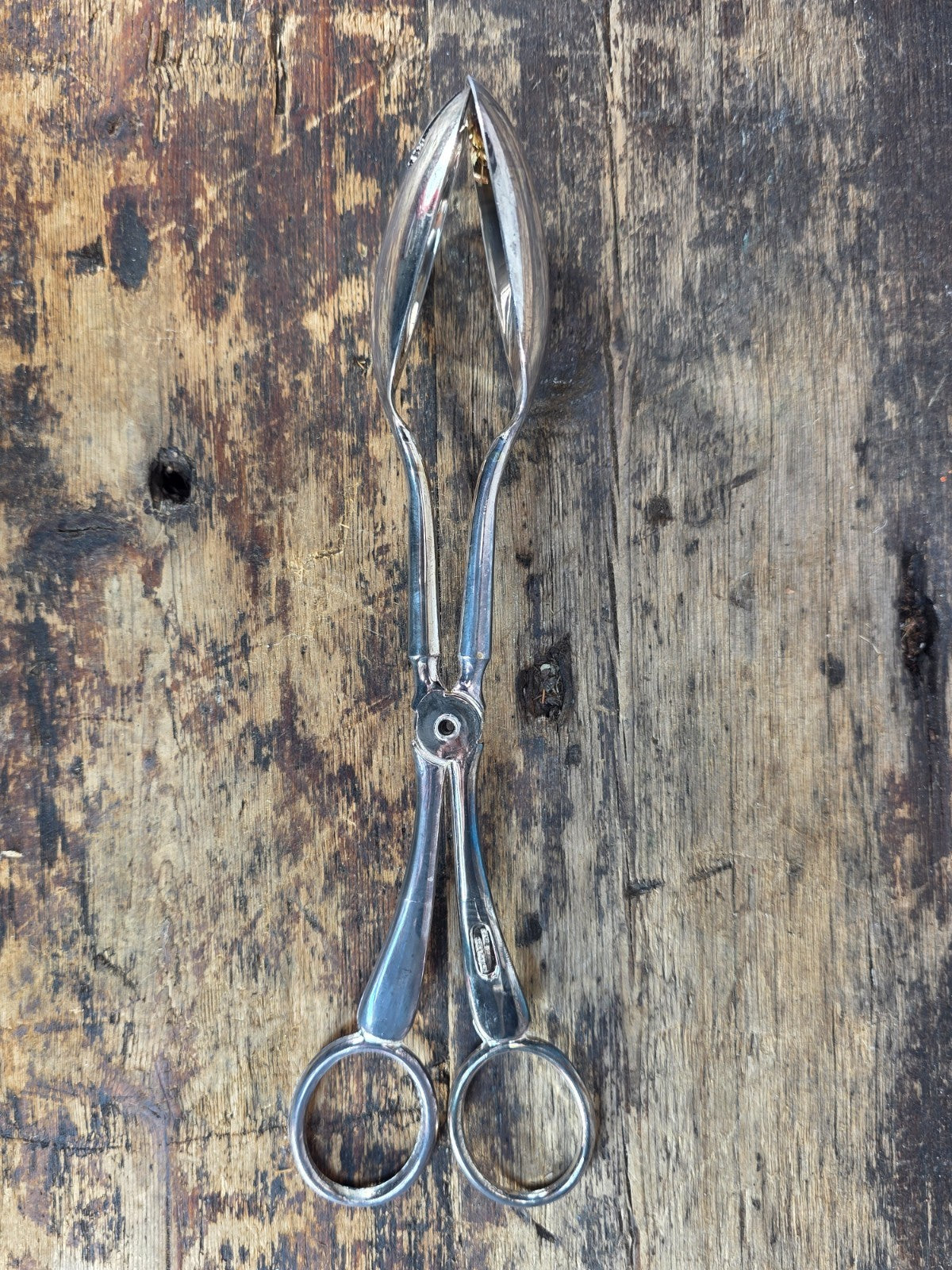 Vintage Italian Silver Plated Salad Serving Tongs 10" with Box Made in Italy