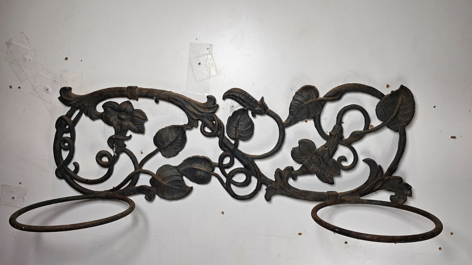 Victorian Style Cast Iron Wall Planter with Ivy Design  28.5"L x 9.5"H x 8.5"D