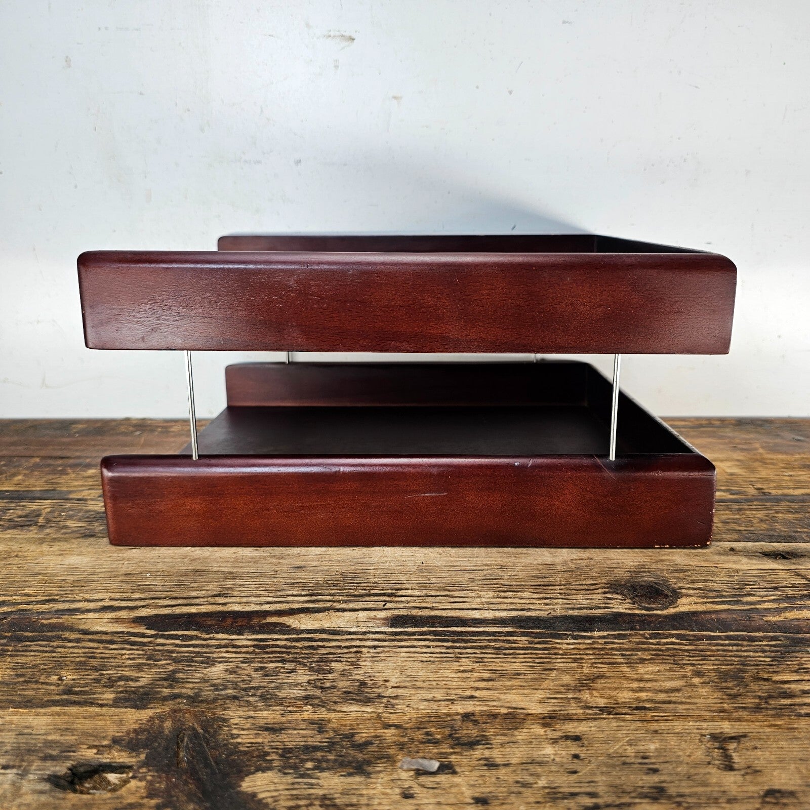 Carver Wood Products Solid Wood 2-Tier Desk Tray Set