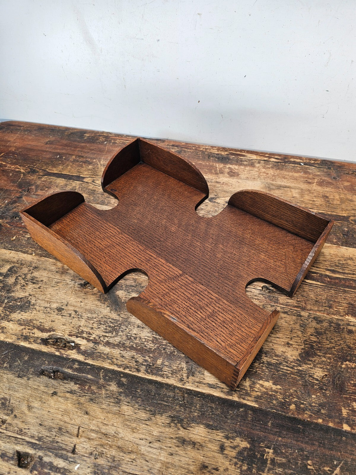 Rare 1920s Globe-Wernicke Wooden Desk Organizer / Letter Tray