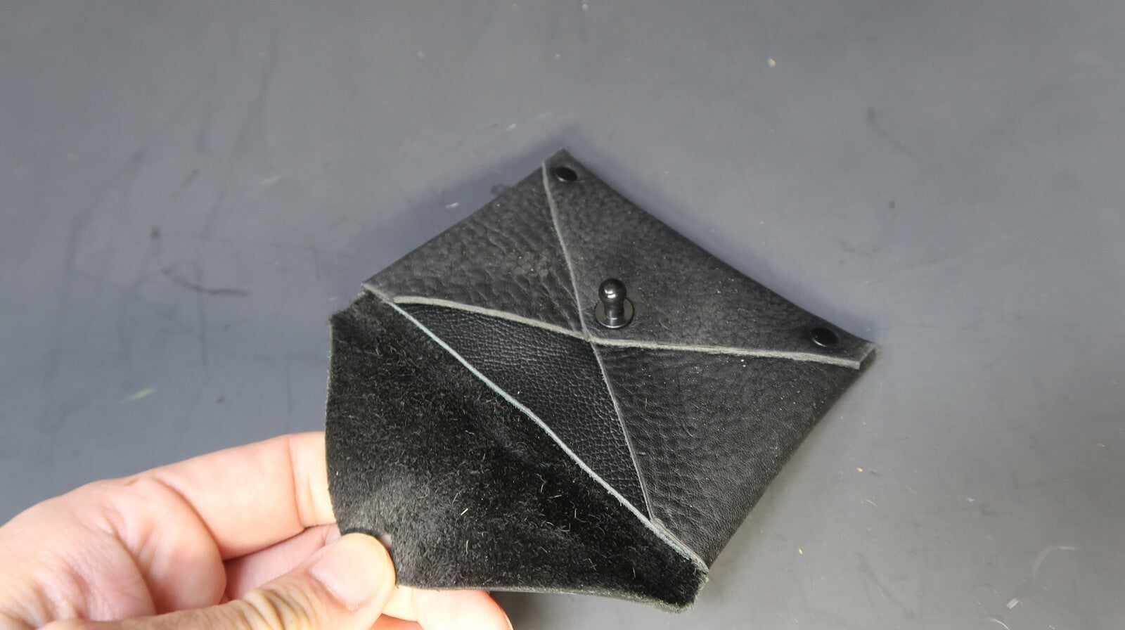 Handmade Black Leather Wallet / Cell Phone Case & Card Case