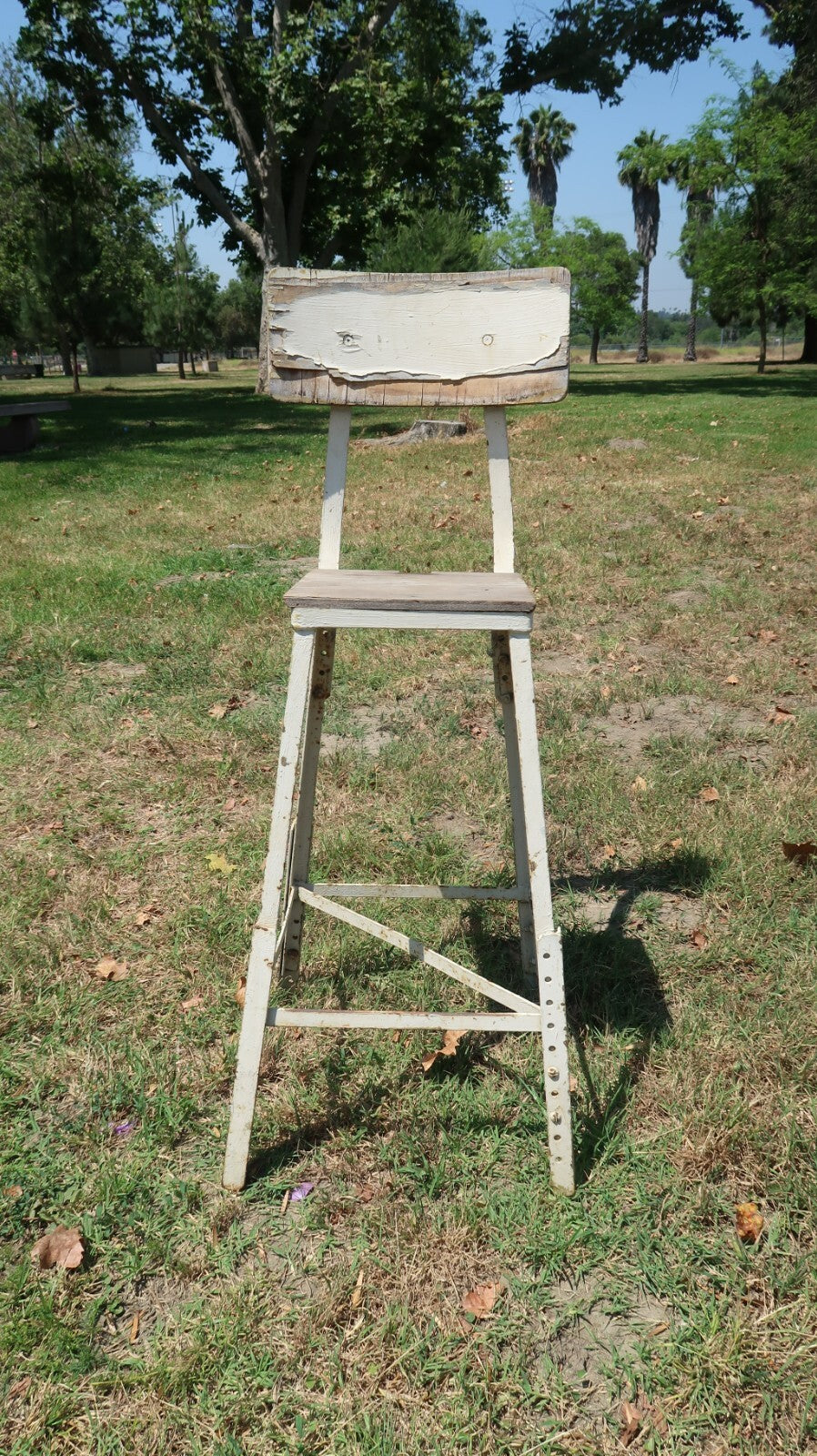 Vintage Angle Steel Stool Industrial Stool Plant Stand Weathered
