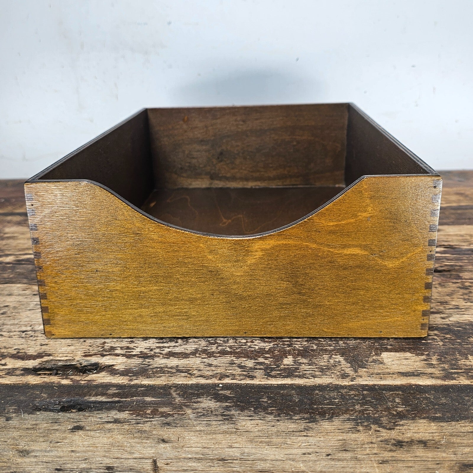 Vintage Walnut Deep Desk Tray / Document Organizer  (1950s-1960s) 4.25"H