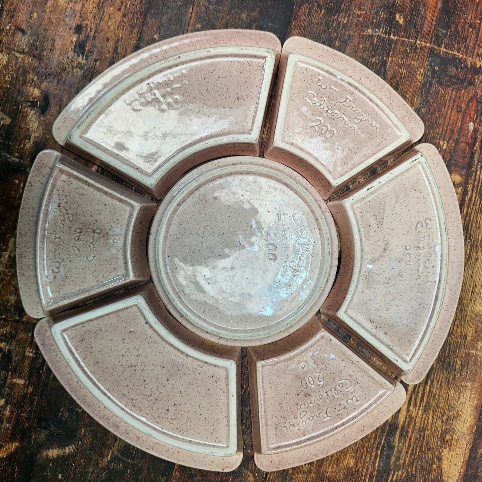 William Frazier California Pottery Covered Dish Relish Tray With Lazy Susan 70's