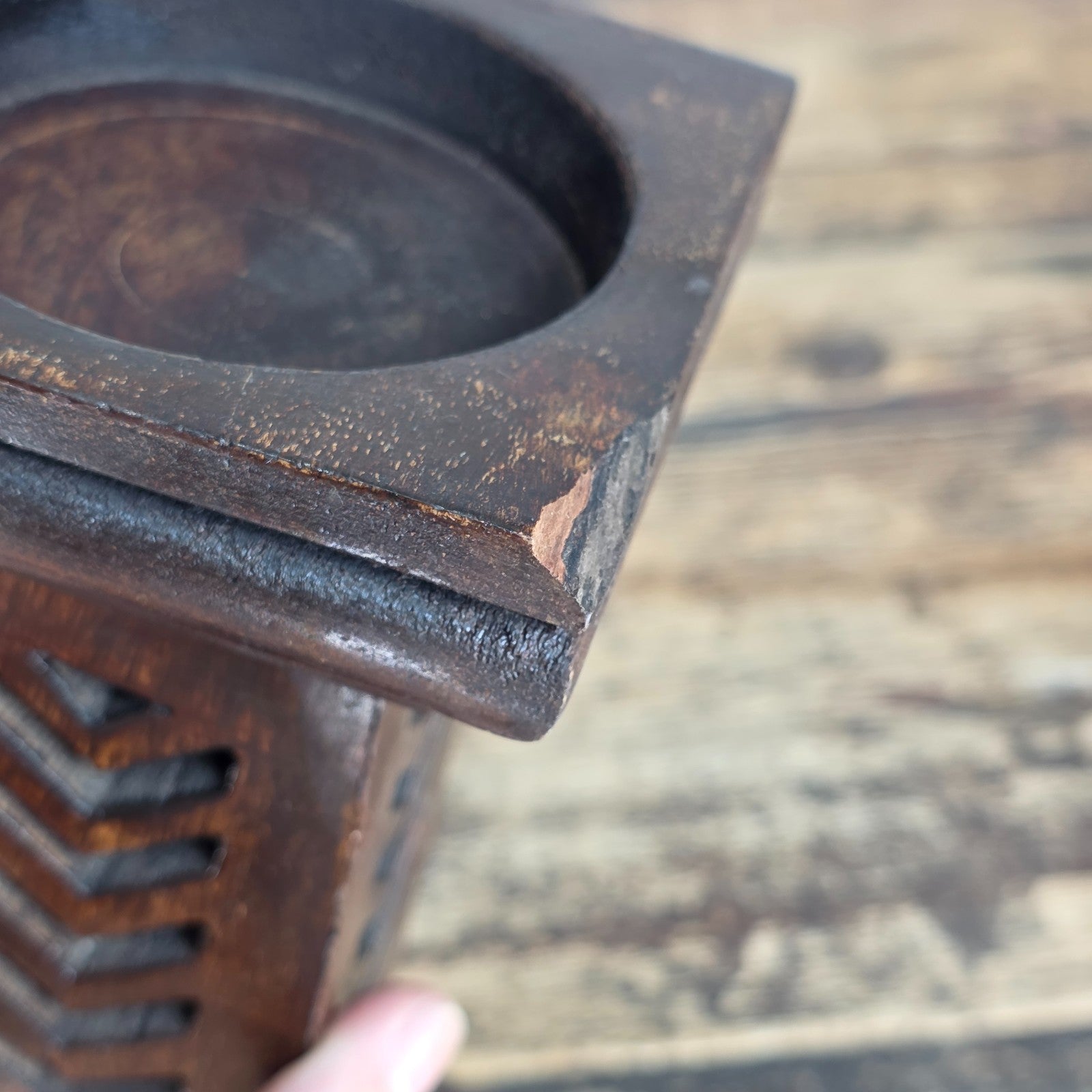 Handcrafted in India | Rustic Wooden Candle Holder