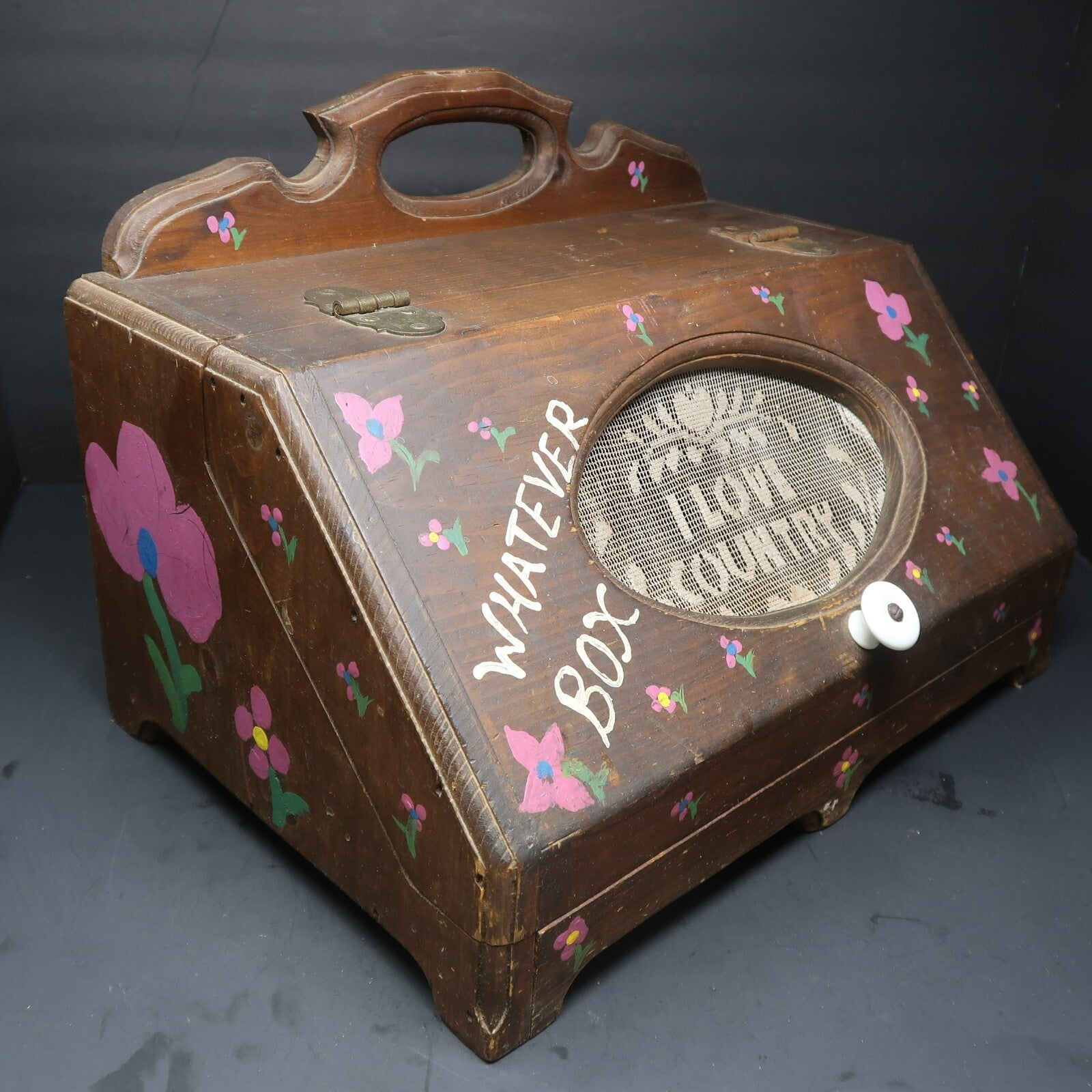 Vintage Wood Bread Box Rustic Wooden Box Farmhouse 16” X 11” X H 11.5”