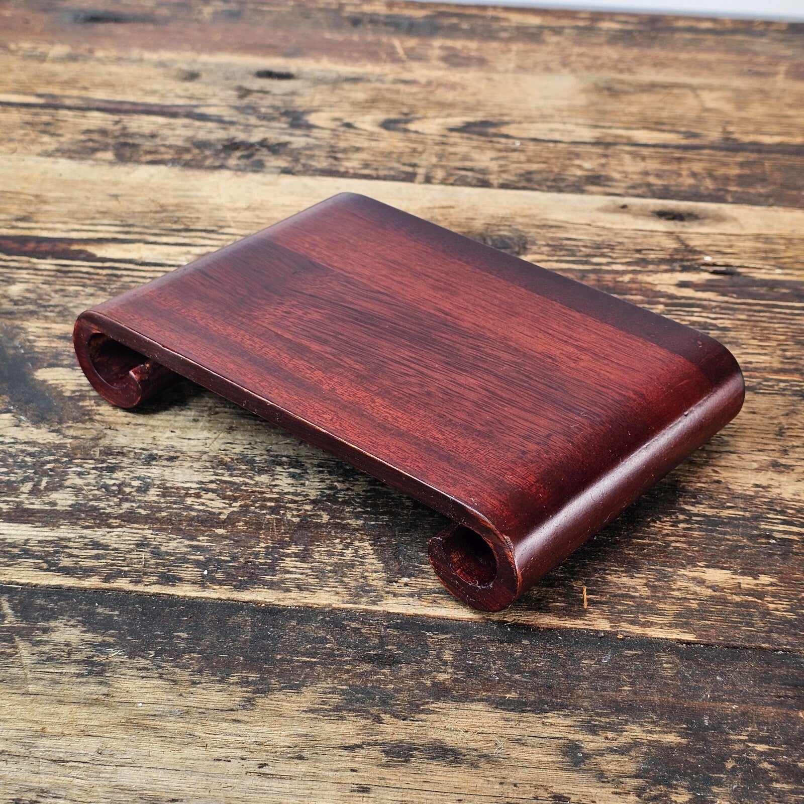 Small Rosewood Scroll Stand 7.25"L x 5"W x 1.5"H
