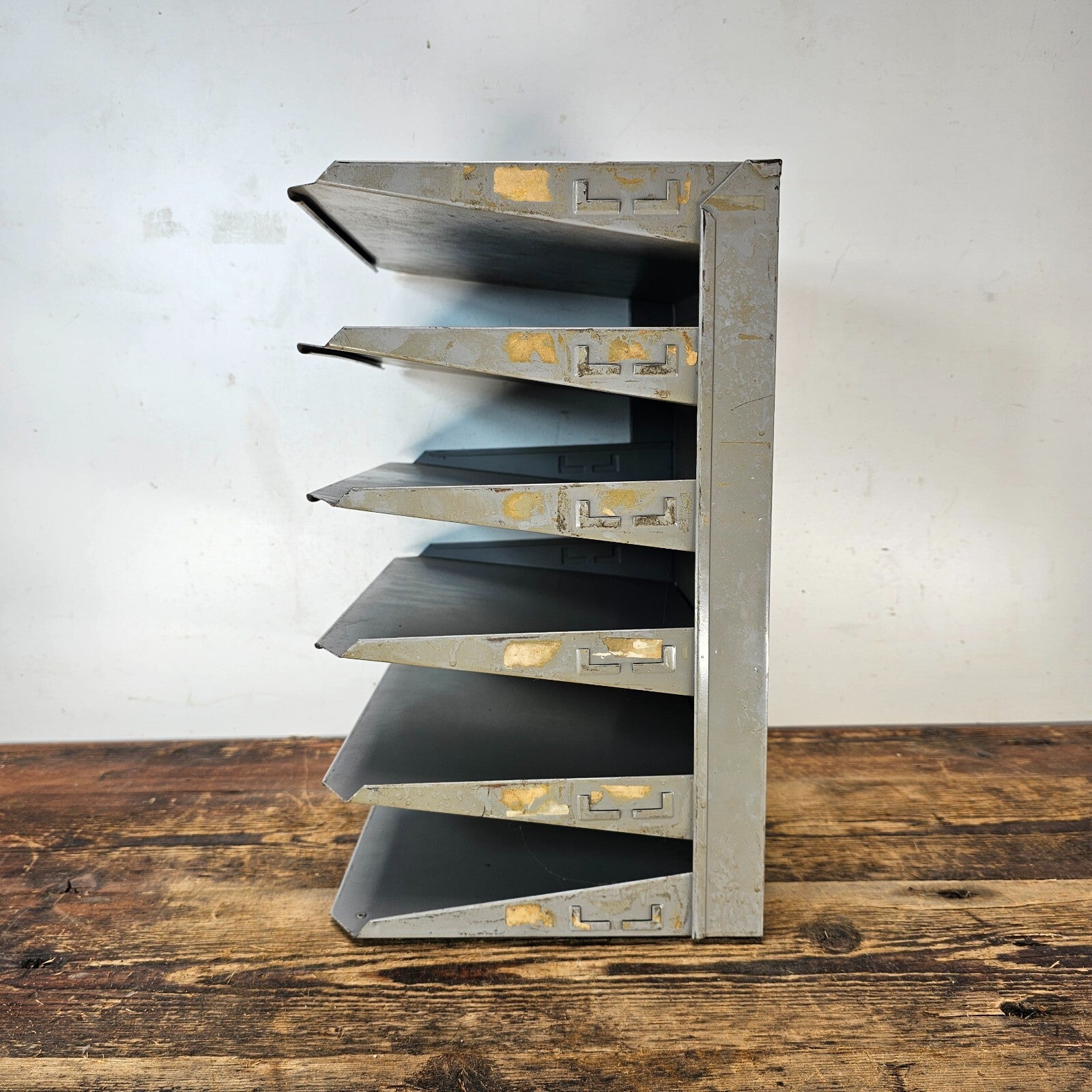 Vintage 6-Tier Wall-Mounted / Desktop Steel File Organizer