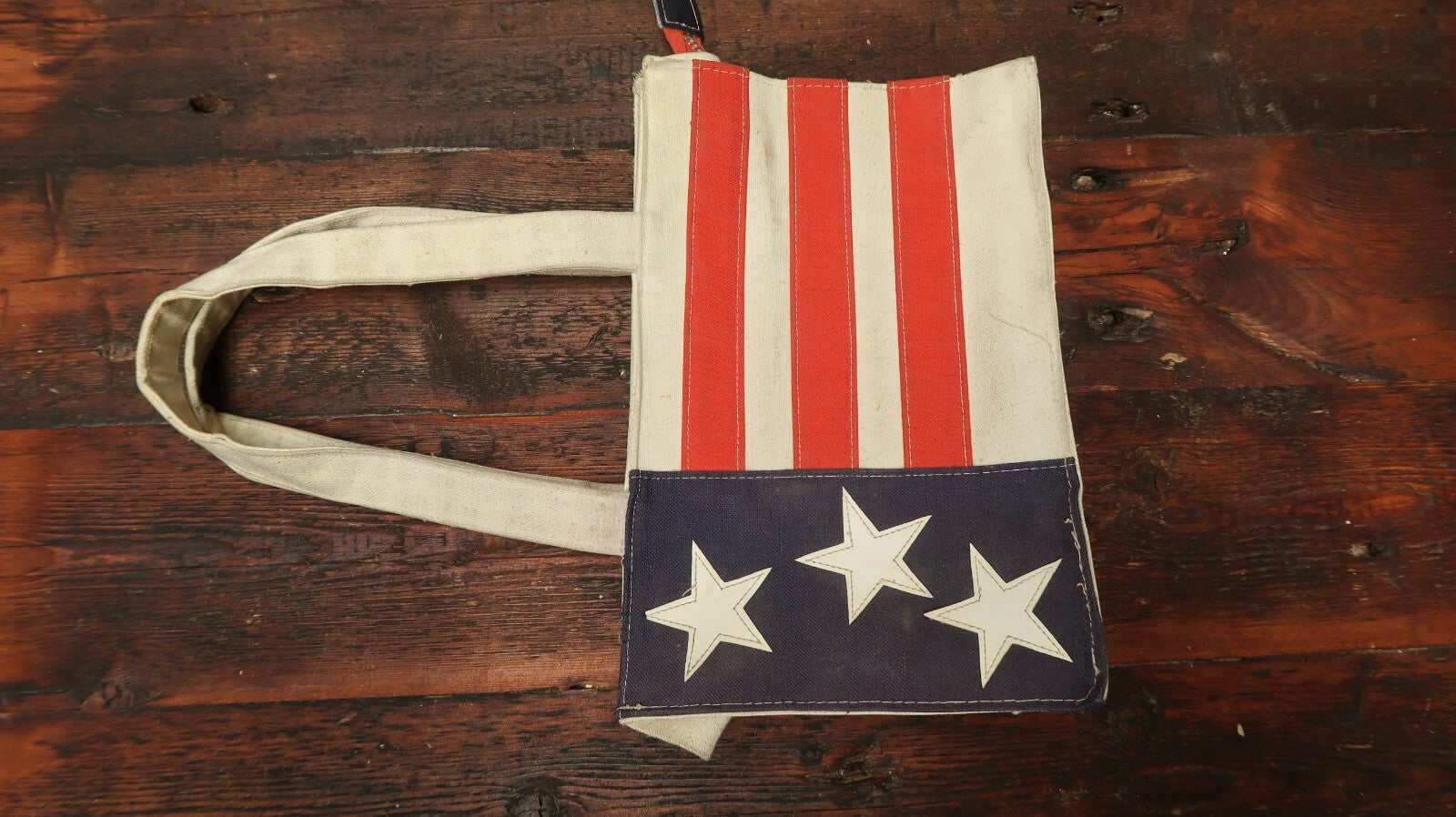 Vintage American Flag Canvas Handbag 12.5" x 8.5" x 4" Drop 9"