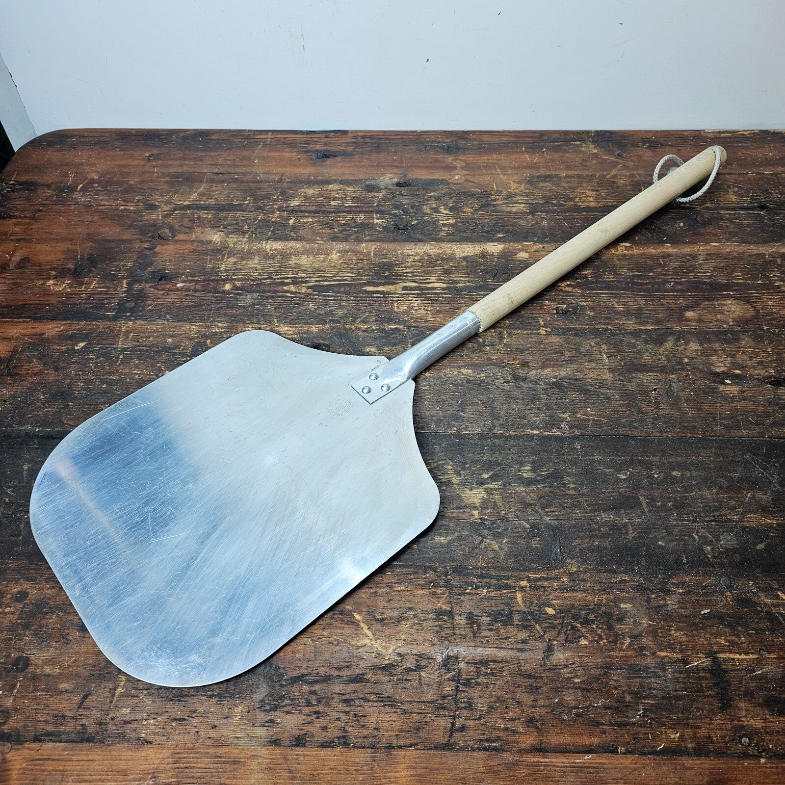 Aluminum Pizza Peel With Long Wood Handle - 12" x 12" Blade 35" L