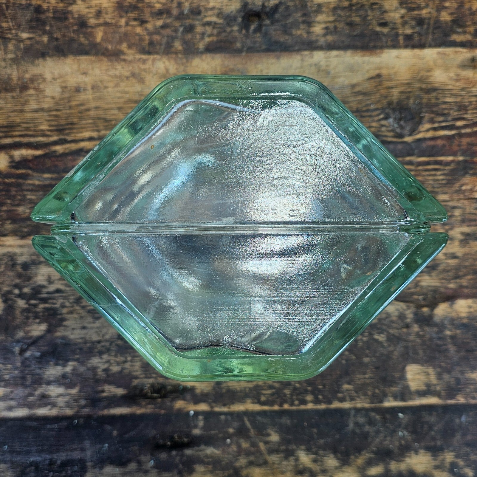 Hexagonal Glass Block Brick 7.5"L x 5.5"W x 7.75H" Vintage (Damaged)