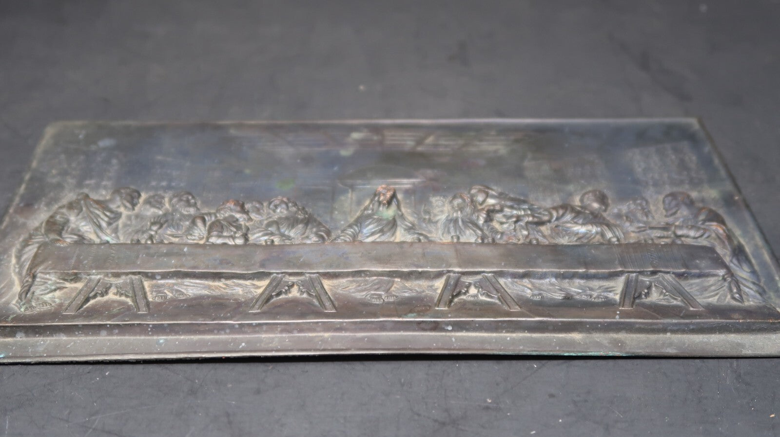 Vintage The Last Supper Metal Relife Art 5.25" x 9.75"