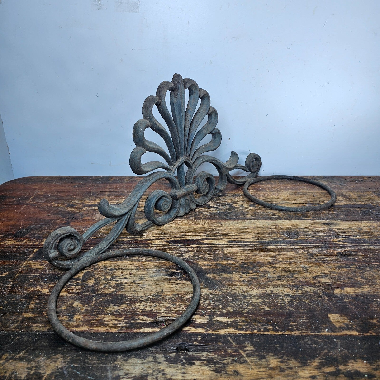 Victorian Style Cast Iron Wall Planter with Fan Design  26"L x 10.5"H x 8.5"D