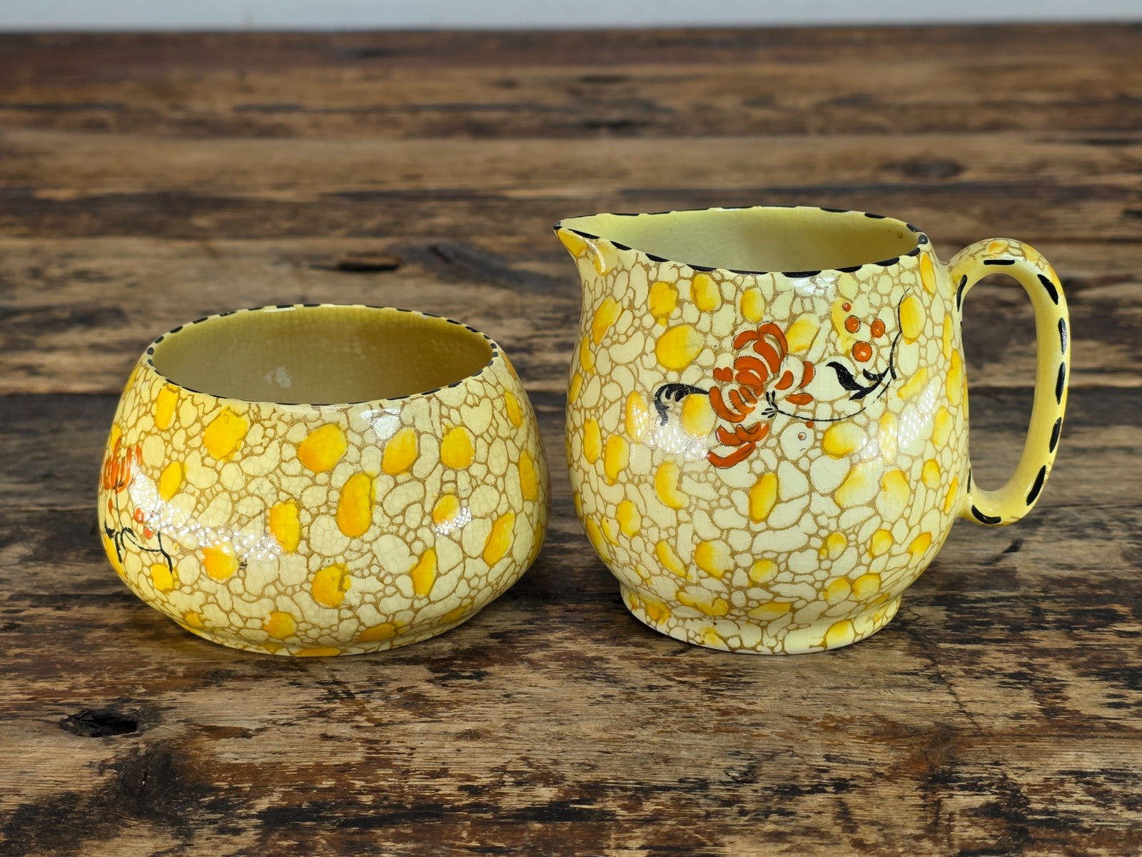 Royal Winton Grimwades Chintz Pebbles Sugar, Creamer & Salt Pepper 4 Pc Set