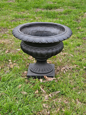 Fiber Clay Suffolk Urn Black Planter 22" Dia x 19" H