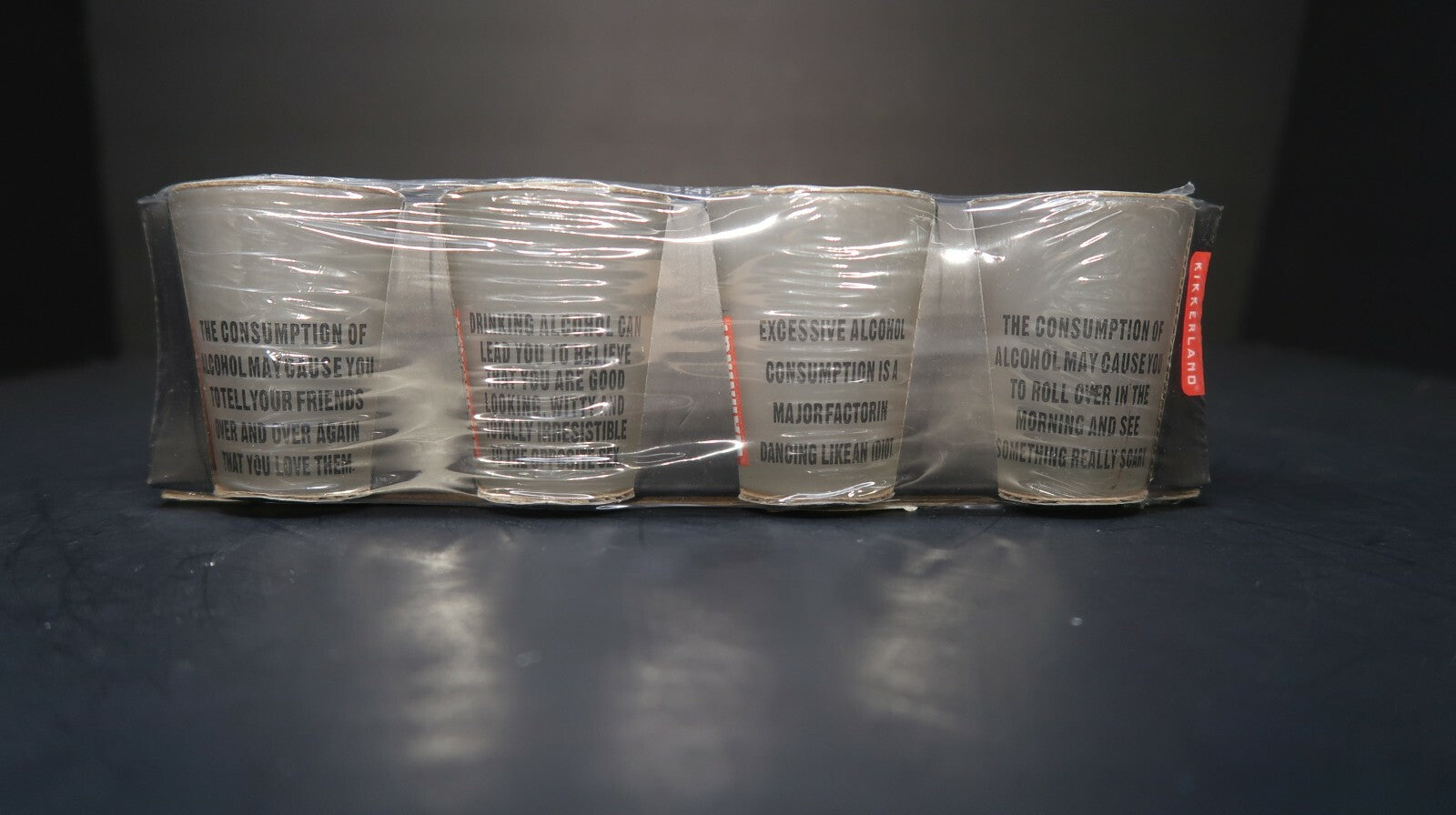 Set of 4 Alcohol Warning Shot Glasses