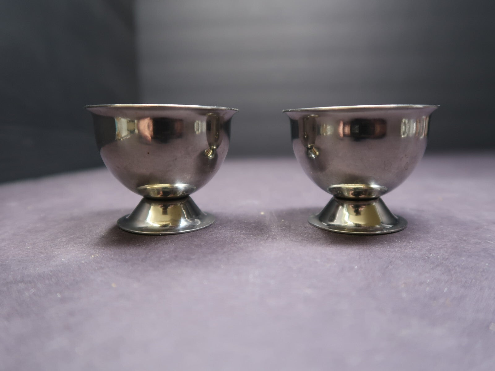 Set of 2 Vintage Metal Jigger Shot Glasses H 1.5"