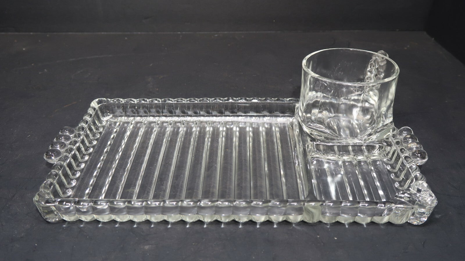 Vintage Hazel Atlas Orchard Crystal Snack Set (Cup & Plate)