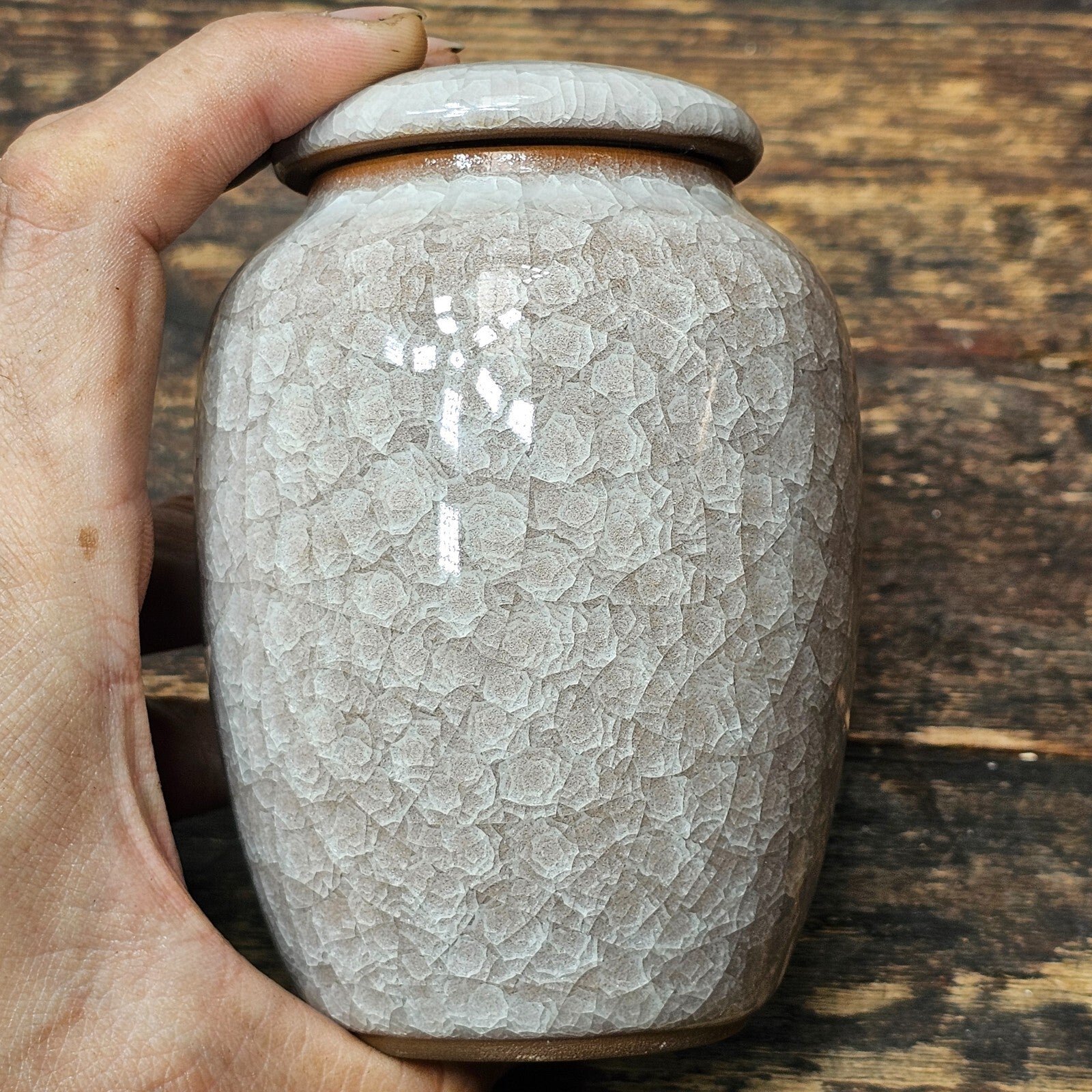 Small Ceramic Keepsake Pet Cremation Urn Tea Pot 3.25" Dia x 4.75"H