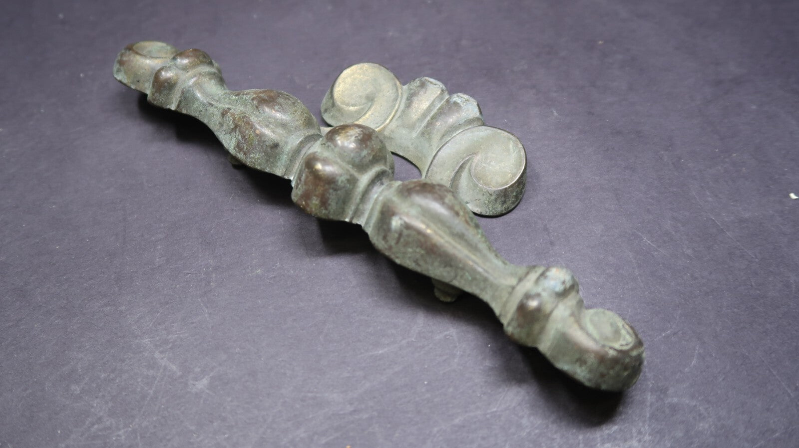 Ornate Victorian Brass Drawer Handle Pull 7" Rustic Vintage (C)