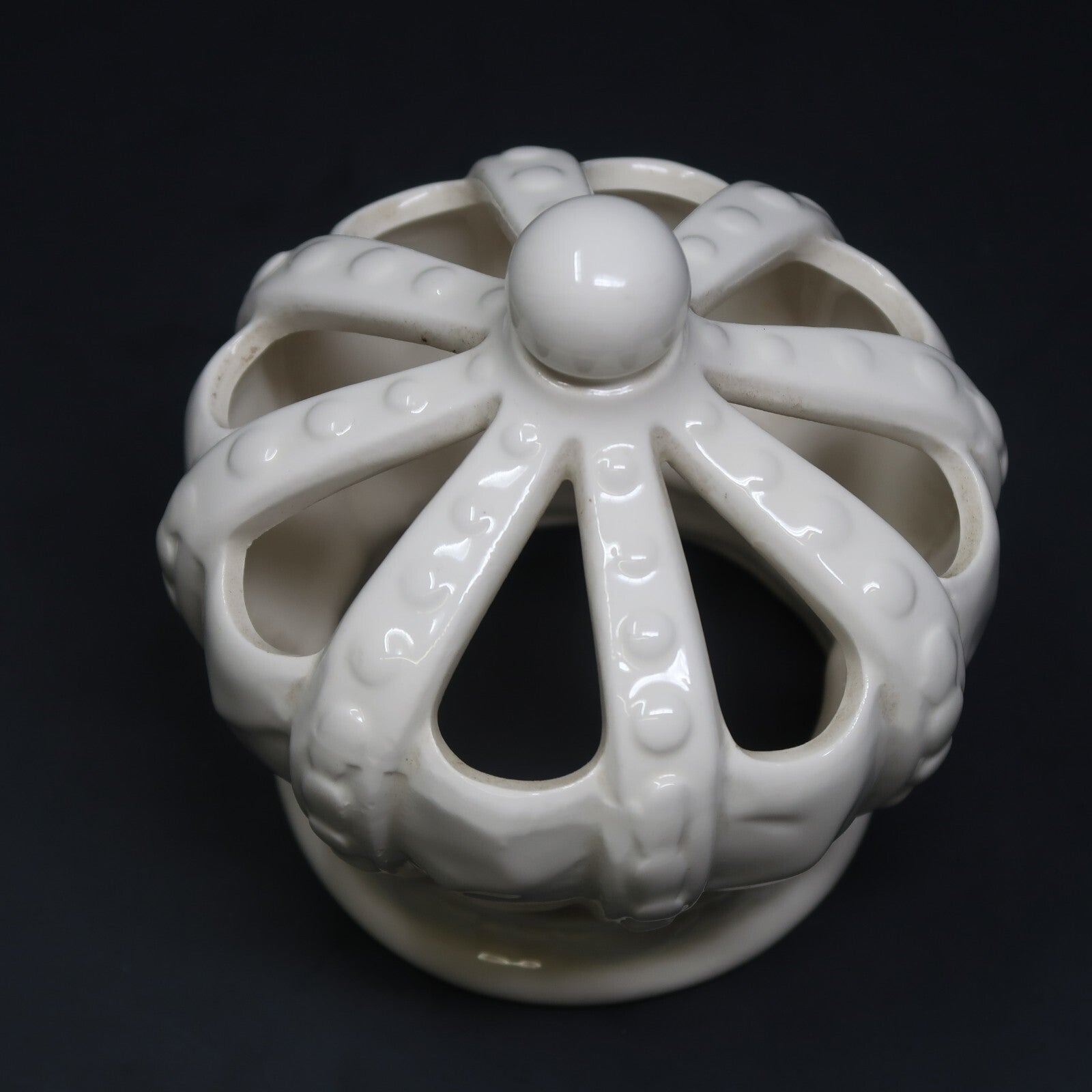 White Crown Tealight Holder Porcelain Candle Cover 4" x 4" x H 4.25"