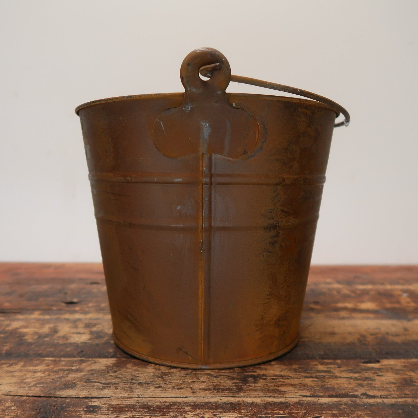 2 Rustic Metal Pails + 1 Wicker Basket 9" x 9" x H 7.5" Plant Pots Trash Cans