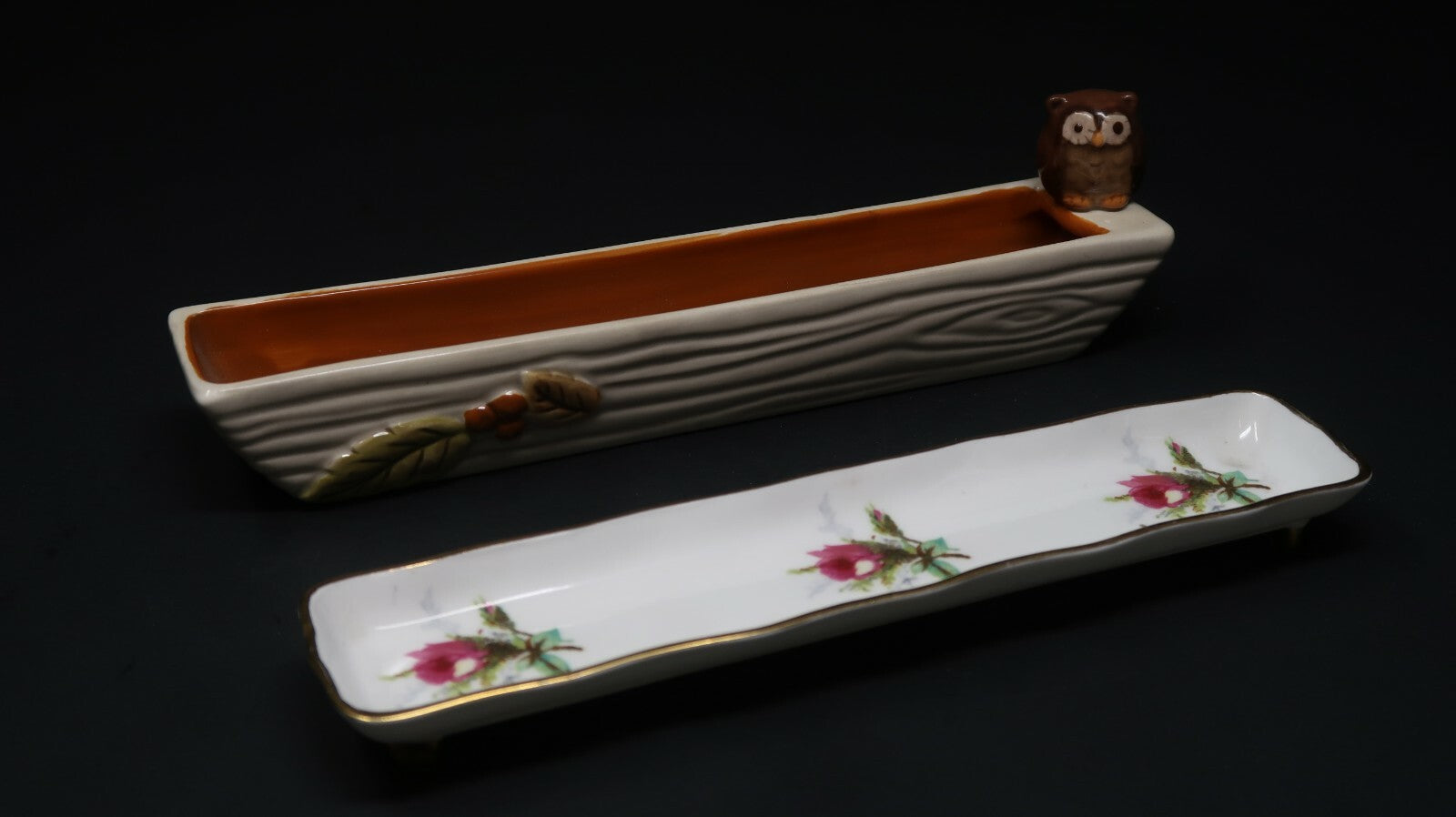 Set of 2 Olive Pickle Dish "Hammersley Grandmother's Rose" & "Grasslands Road"