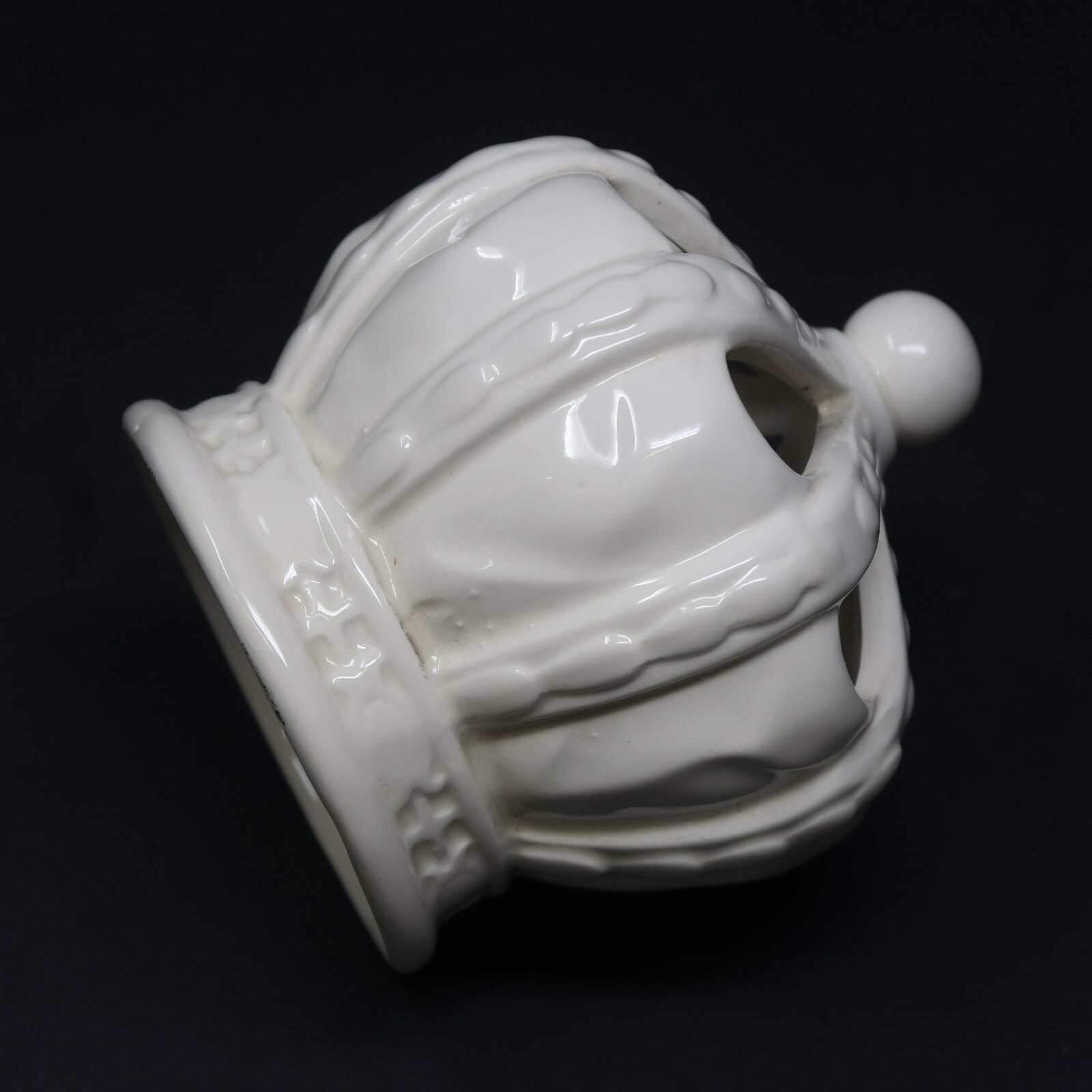 White Crown Tealight Holder Porcelain Candle Cover 4" x 4" x H 4.25"