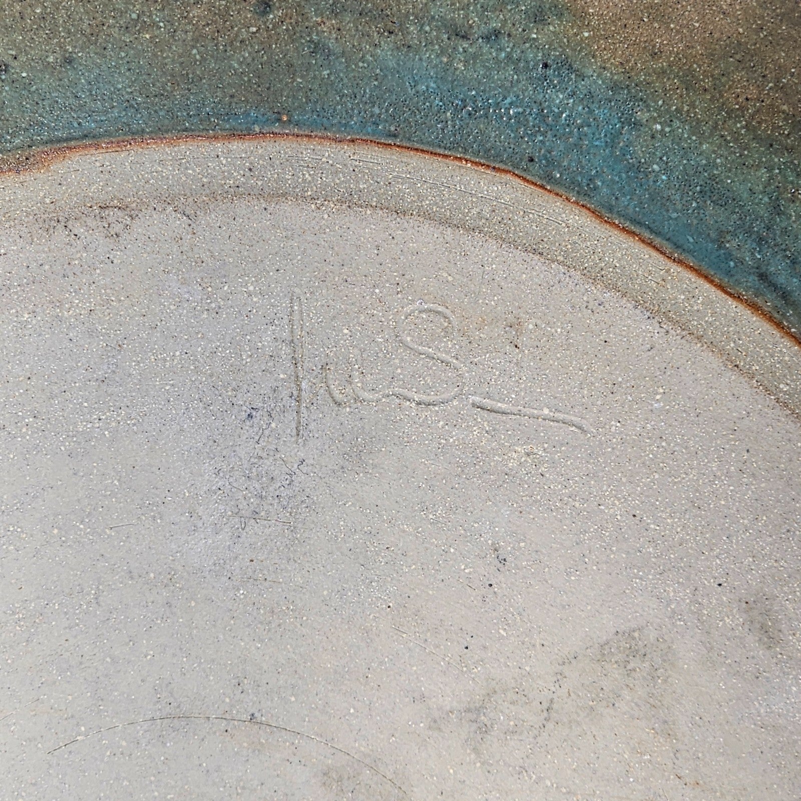 Studio Art Pottery Signed Shallow Dish Turquoise Starburst Glazed Plate 12.5"
