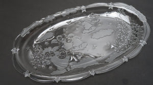 Angels preparing Christmas gifts Glass Dish Trinket 15.5" x 8.5" x H 1"