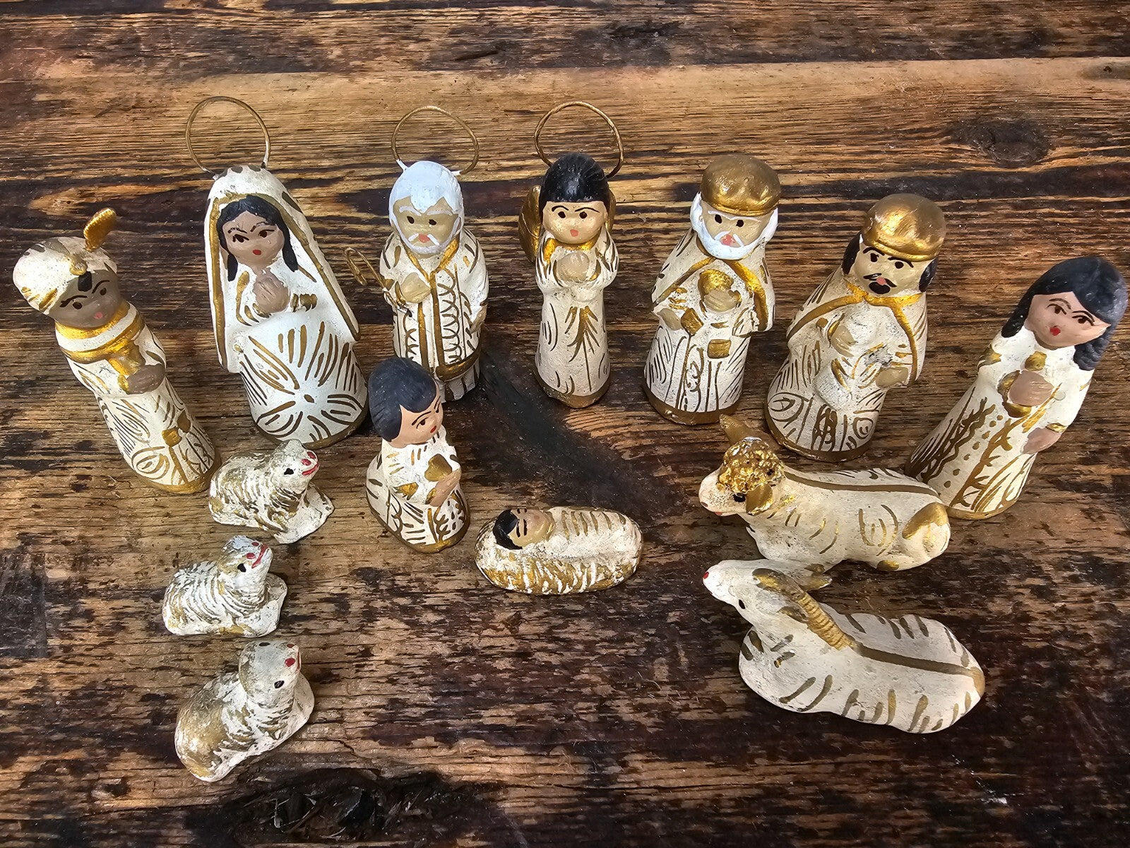 Tonalá Style Mexican Folk Art Nativity Set with Glass House
