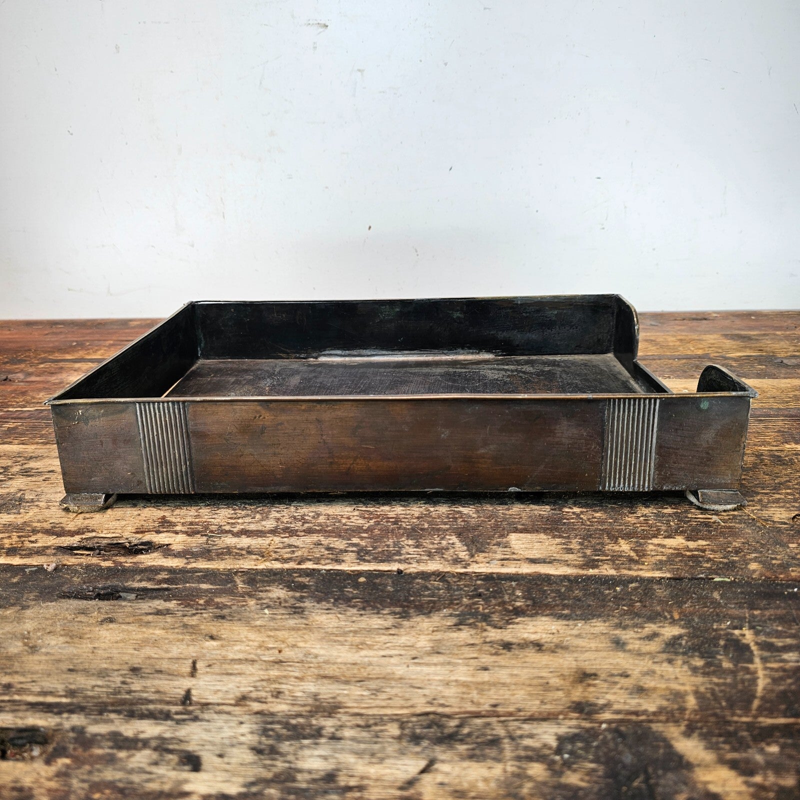 Vintage Art Deco Letter Holder by Silver Crest in Patinated Bronze 1940s