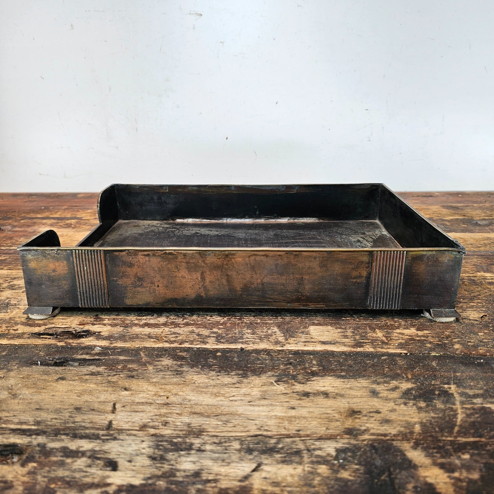 Vintage Art Deco Letter Holder by Silver Crest in Patinated Bronze 1940s