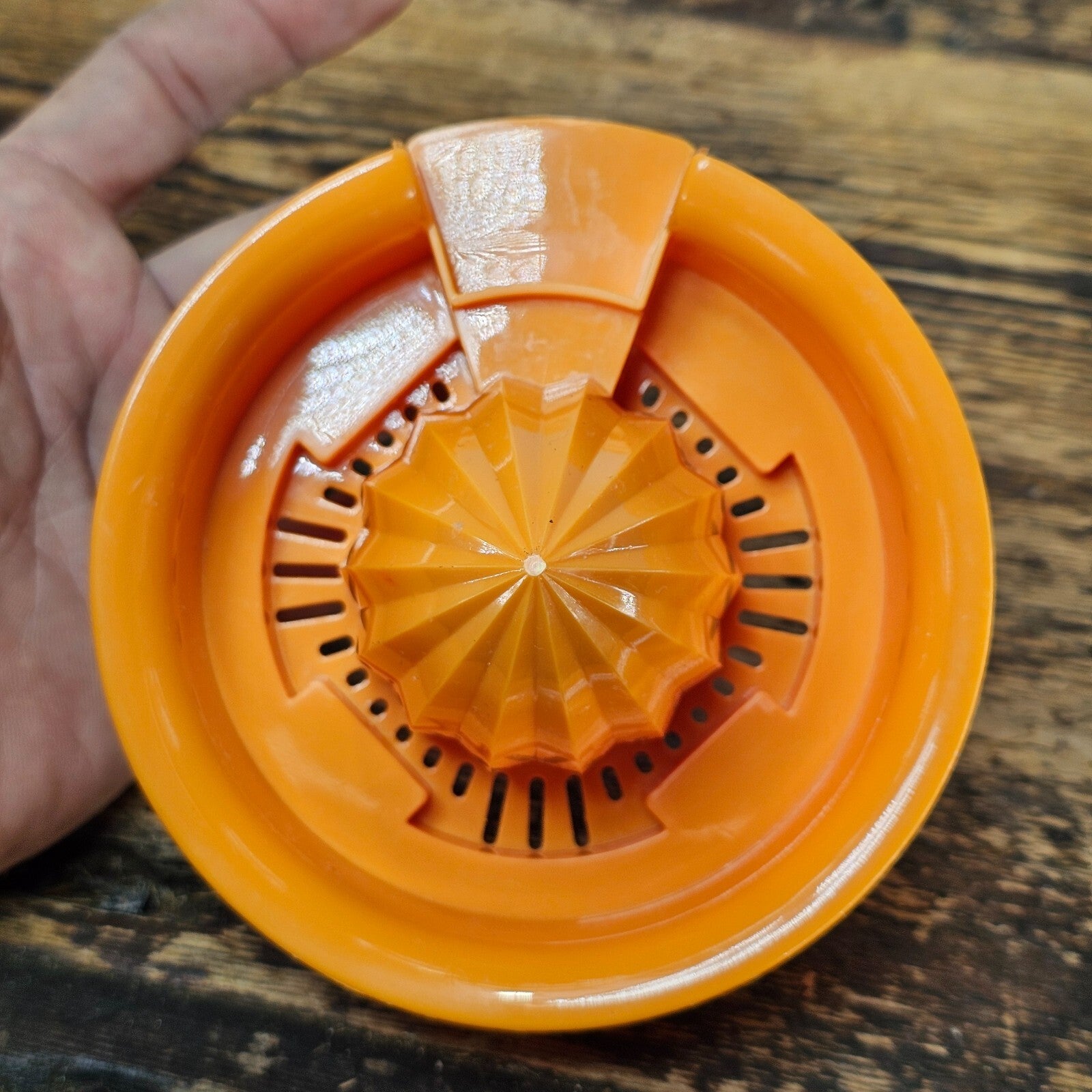 Vintage Gemco Citrus Reamer Hand Juicer with Orange Plastic Top Glass Bottom