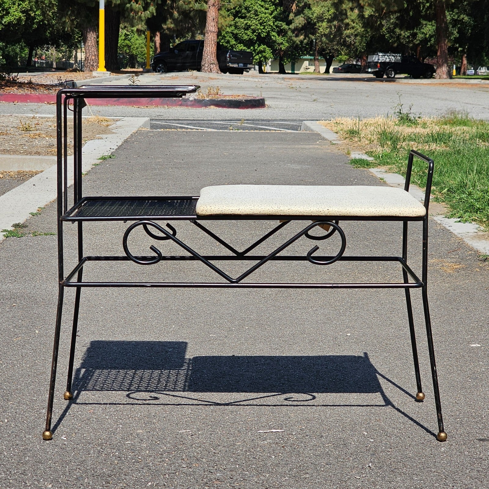 Vintage Mid Century Retro Telephone Table Gossip Bench Atomic Space Age