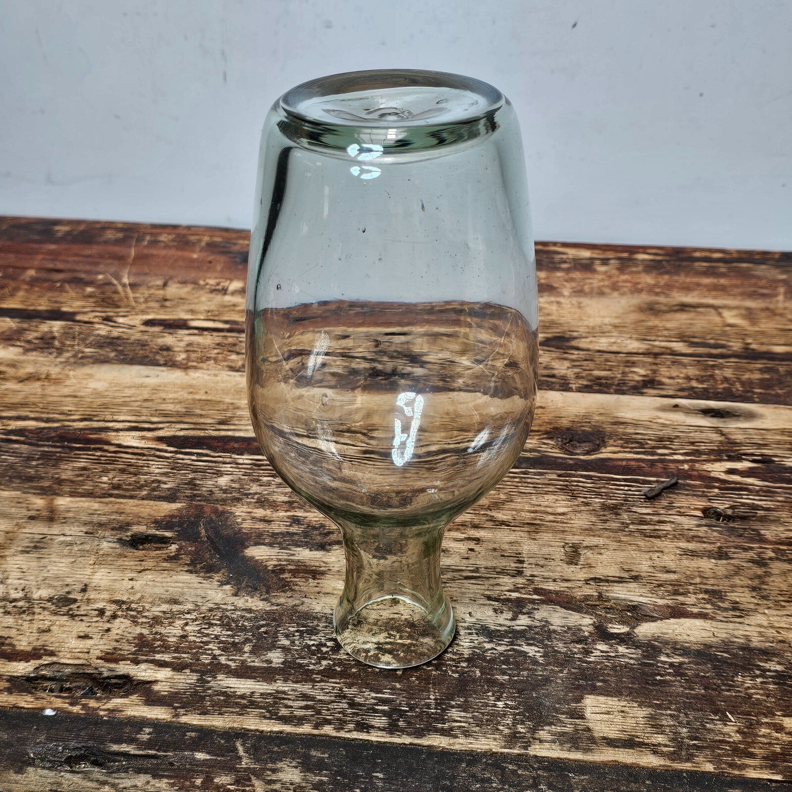 Rustic Hand-Blown Glass Bottle/Bud Vase 9"H