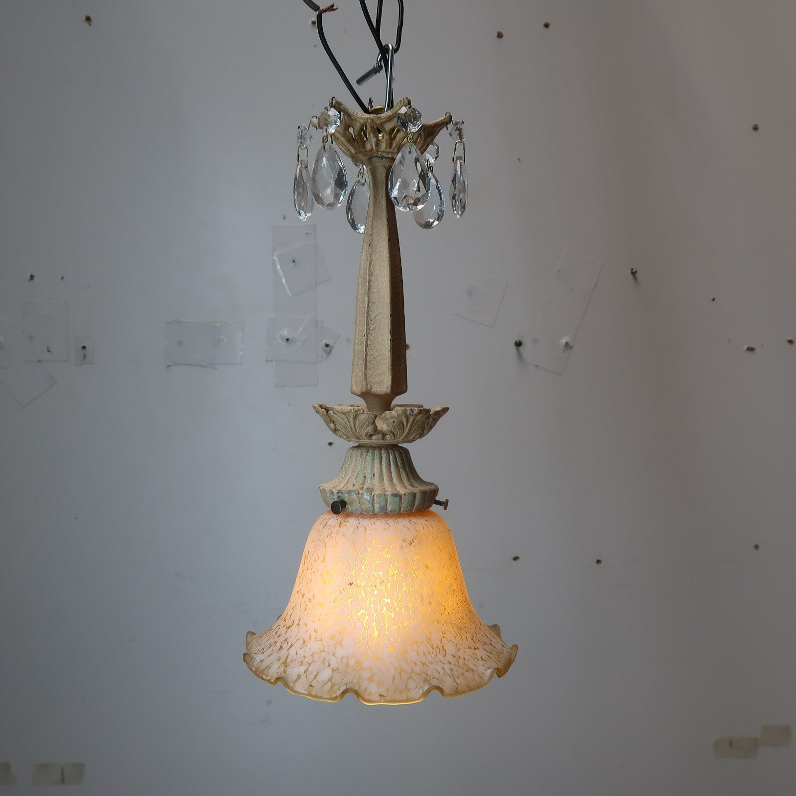 Vintage Pendant Light Fixture Shabby Chic White