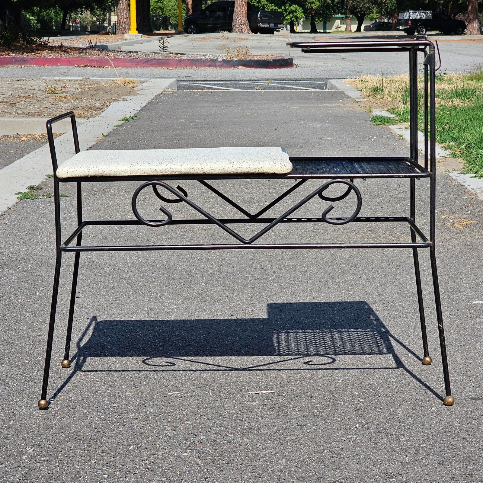 Vintage Mid Century Retro Telephone Table Gossip Bench Atomic Space Age