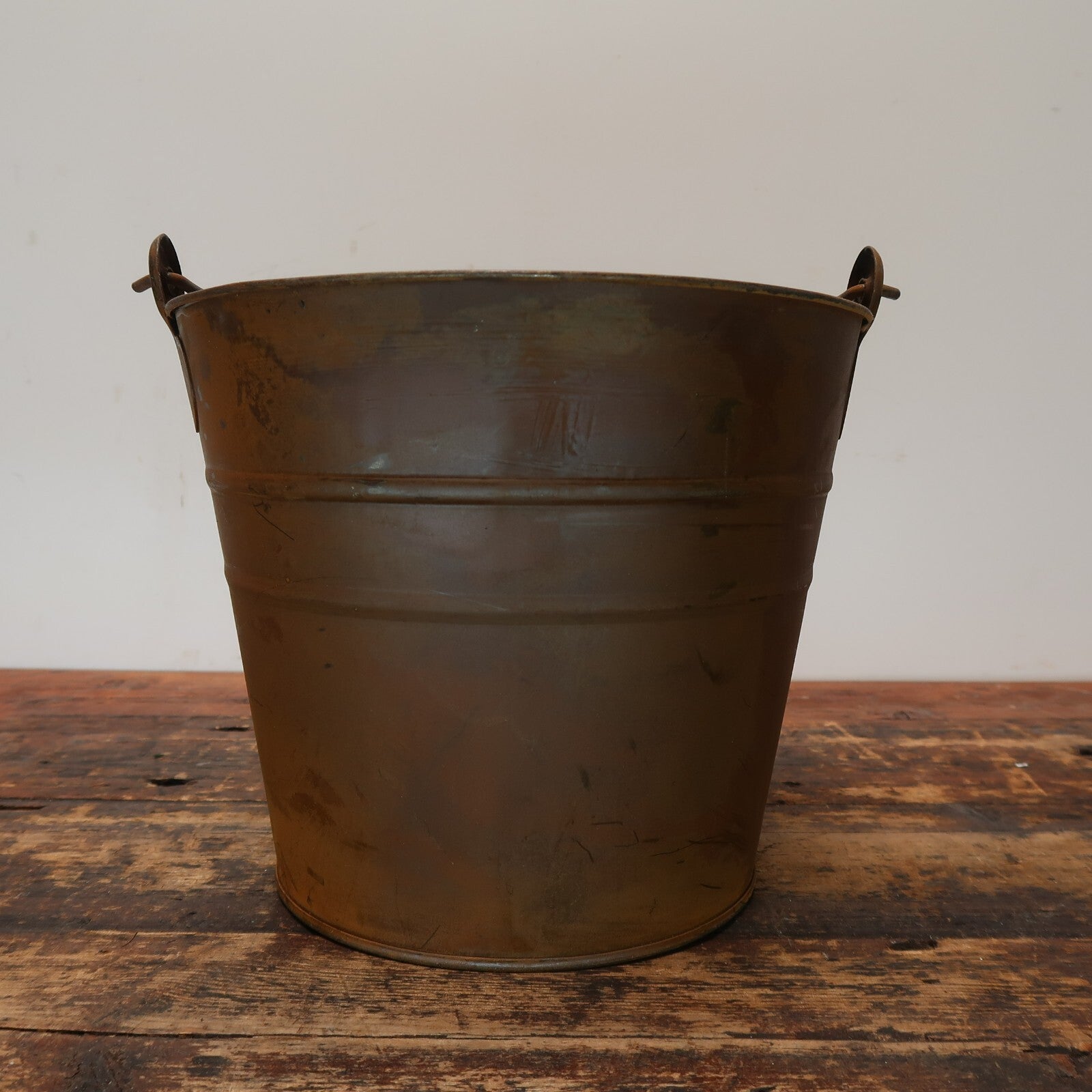 2 Rustic Metal Pails + 1 Wicker Basket 9" x 9" x H 7.5" Plant Pots Trash Cans