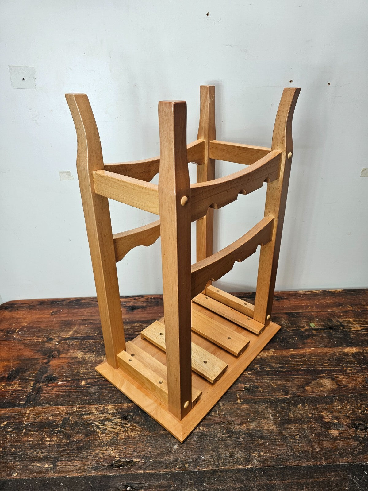 Wood Wine Rack Stand with Glass Holder 16.5" L x 11" W x 24" H