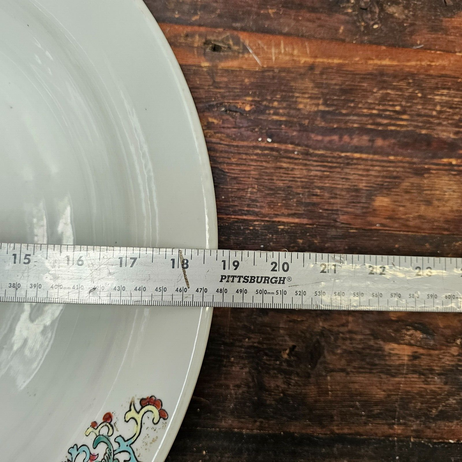 Antique Chinese Ceramic Planter Saucer Blanc de China Marked JIAQUING 19" Dia (A