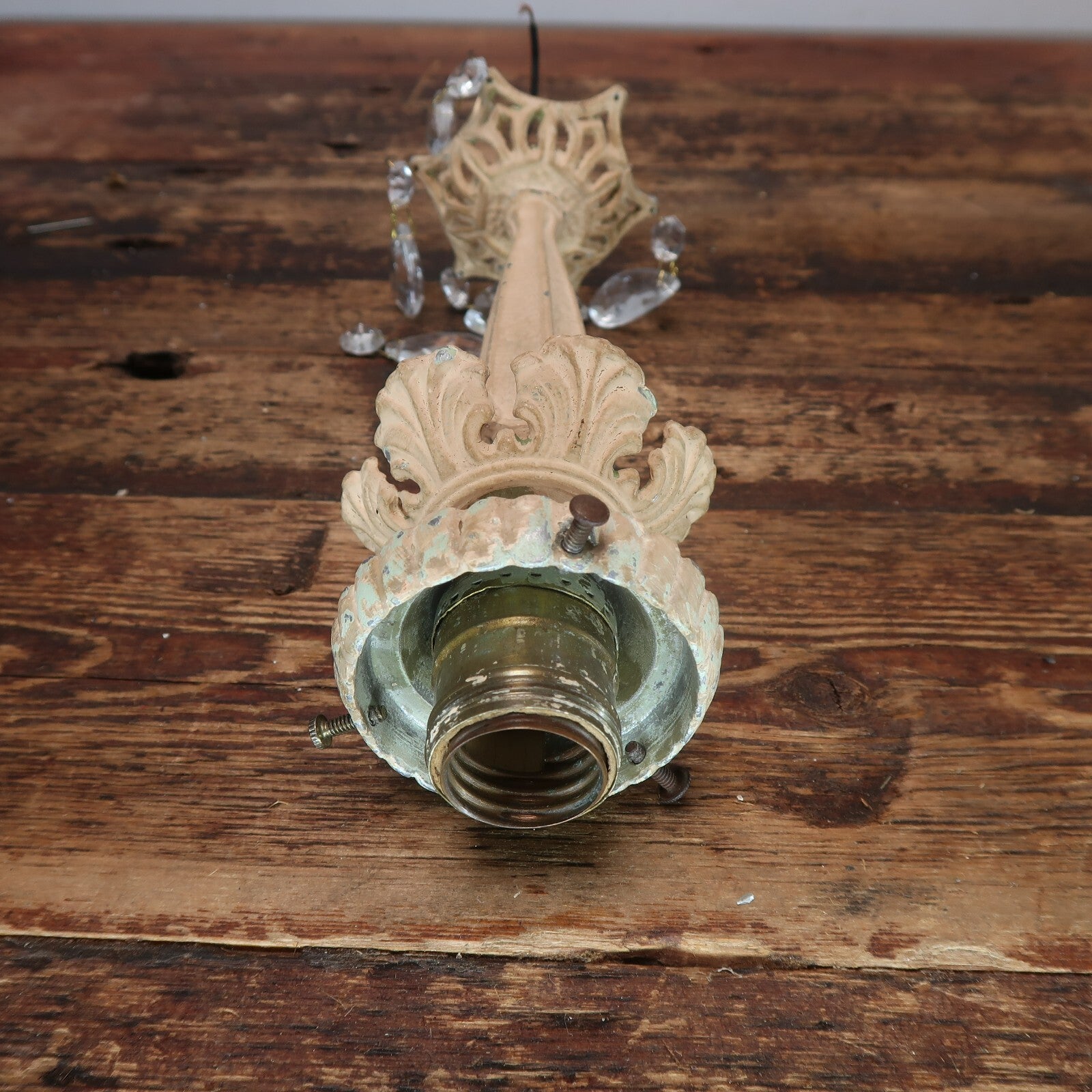 Vintage Pendant Light Fixture Shabby Chic White