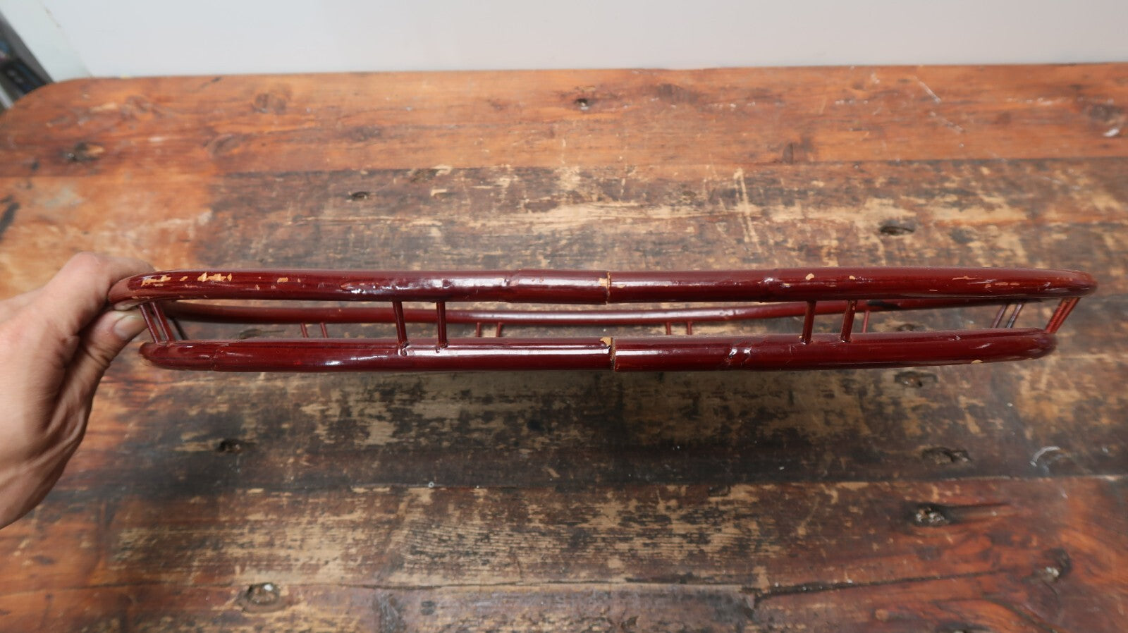 Vintage Lacquered Rattan Bamboo Tray 19" x 13"