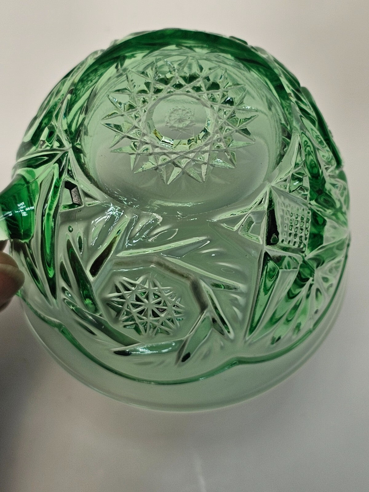 Heisey Pinwheel and Fan Green Moongleam Punch Cup