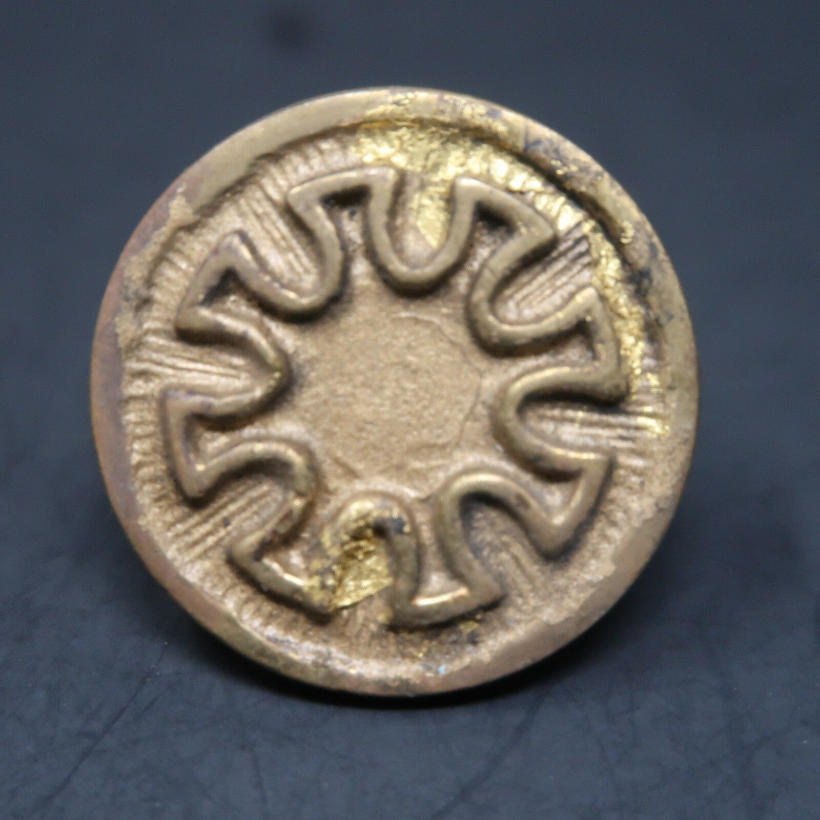 Set of 3 Vintage Ornate Round Brass Cabinet Drawer Pulls 1.4" x 1.4" (B)