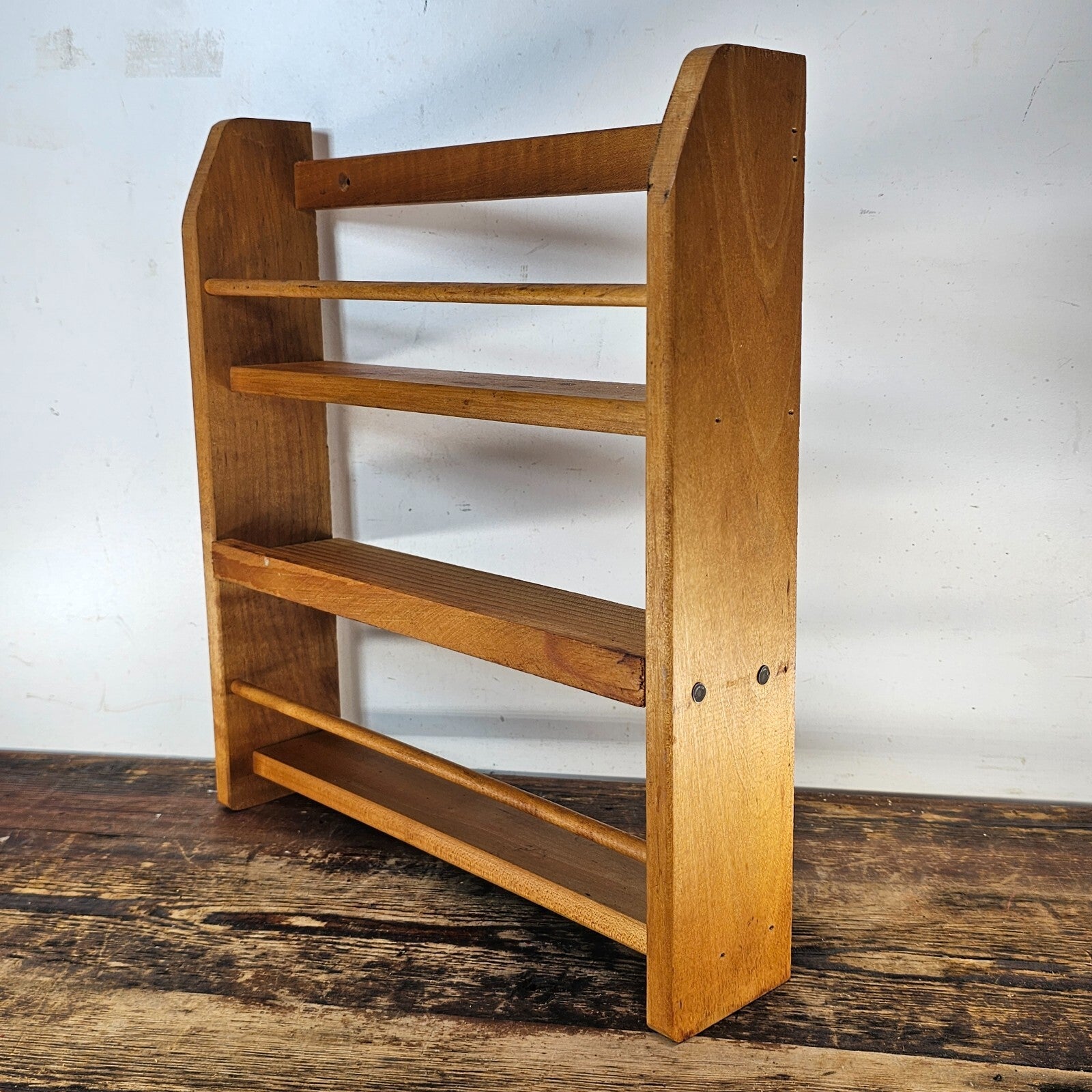 Vintage Rustic Wood Spice Cabinet Rack Wall Mounted 14"H x 12.75"W x 2.75"D