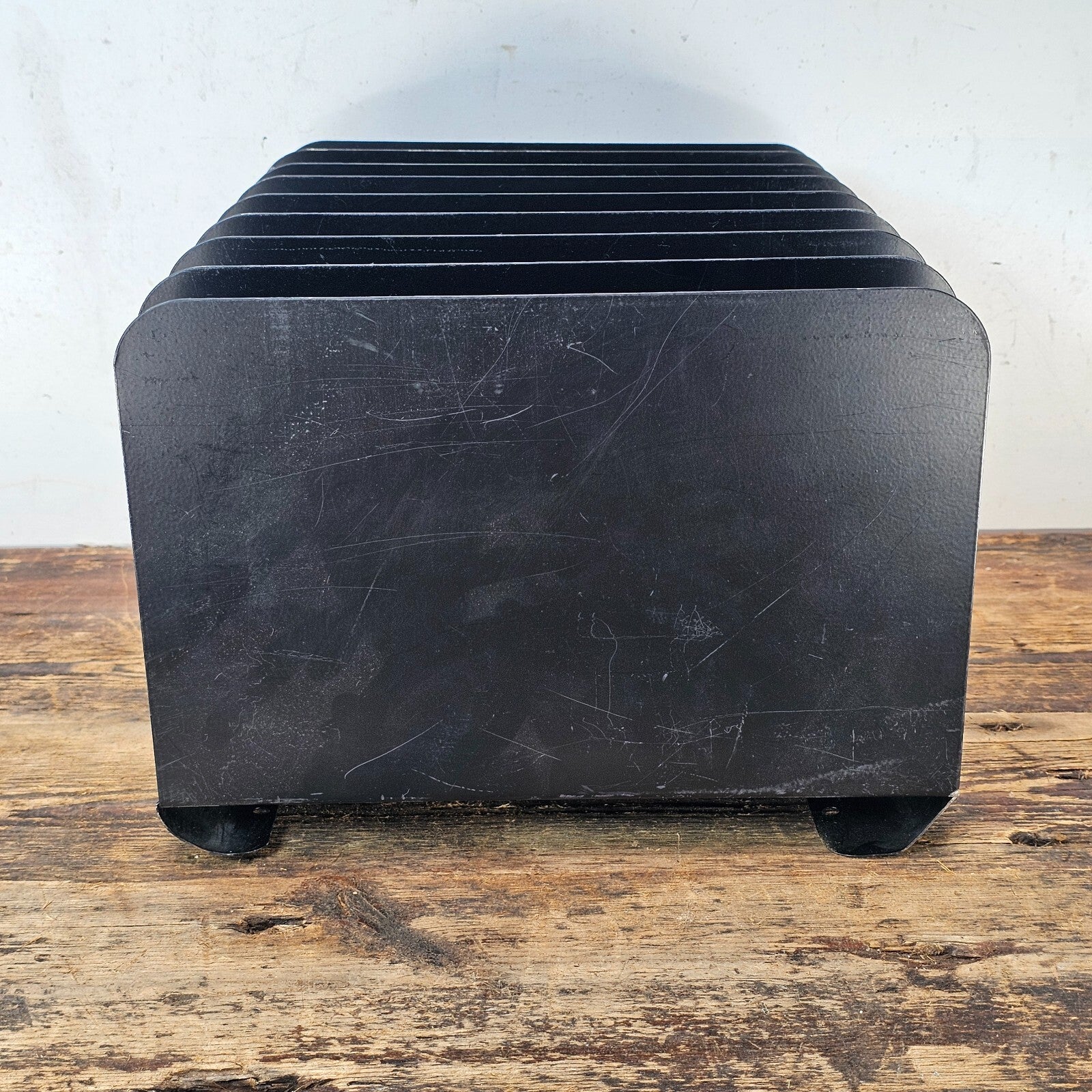 Vintage 8 Compartment Black Steel Desktop File Organizer