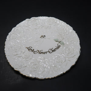 Enesco LOVE HONOR CHERISH 50th Wedding Anniversary Plate